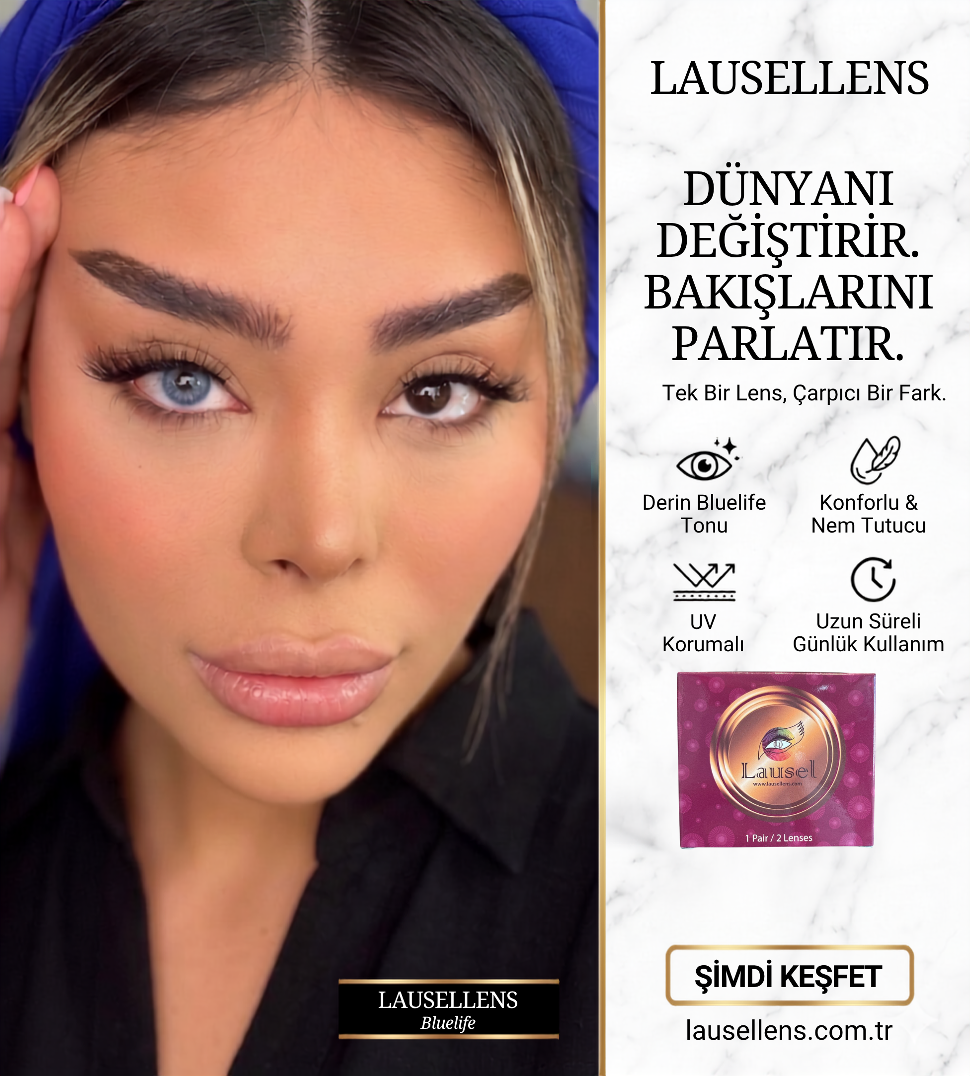 Lausel Lens Blue Life: Bluelife, Cosmic Blue ve Desert Renkleri ile Gözlerinizi Dönüştürün